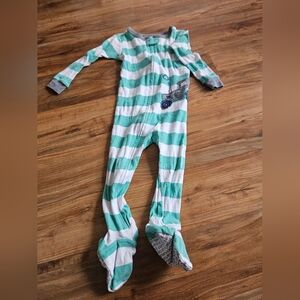 Carter's Teal and White Striped Footie 24 Months